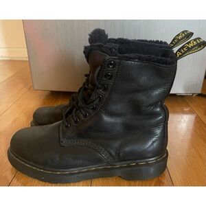Dr Martens Black Leather 1460 Serena Faux Fur Lined Lace Up Boots Sold Out